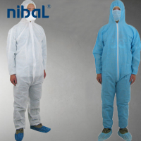 Nibal high quality safety dustproof waterproof anti-static working cloth PP non woven disposable protective clothing